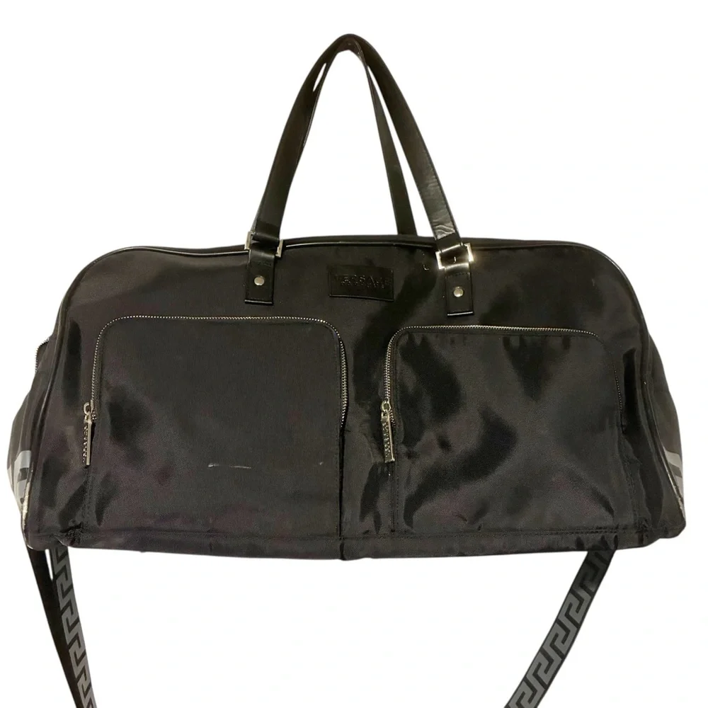 Versace Parfums Duffle Bag Black Greca Design Overnight‎ Weekender Travel Bag